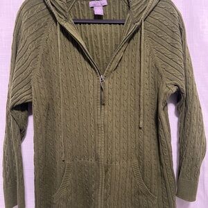 Laura Scott Green Cable Knit Cardigan